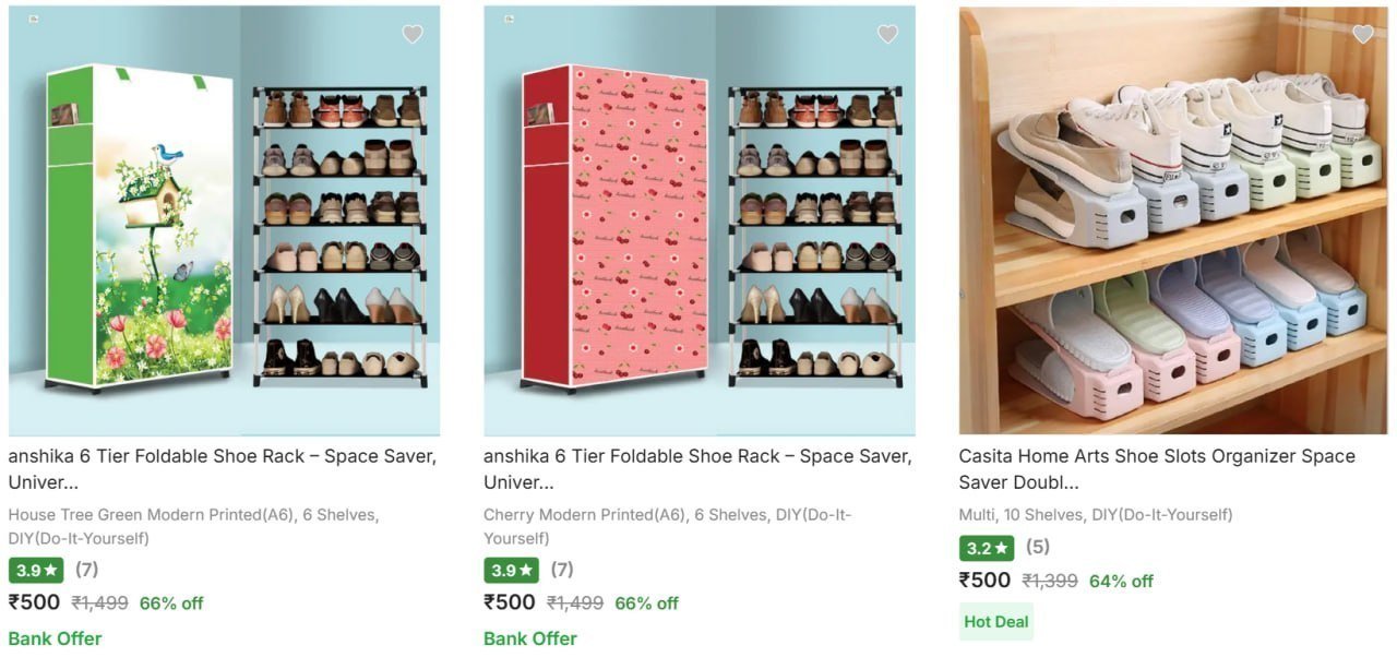 Shoe Racks Starting From Rs 500