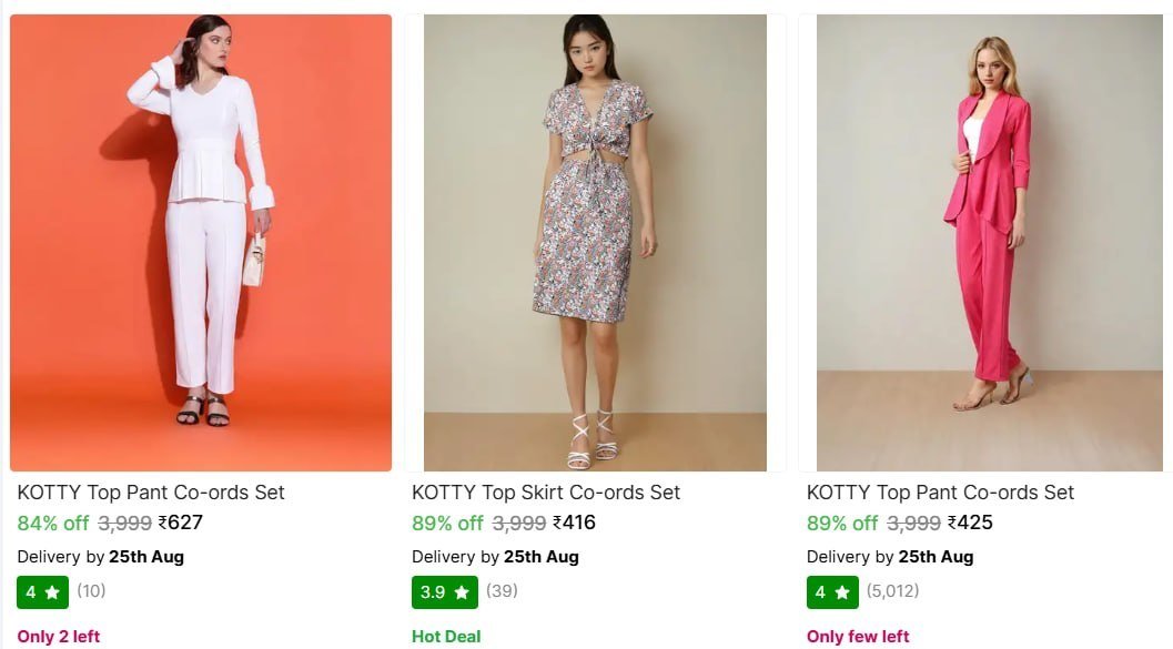 Shopsy 90 On Kotty Womens Clothing Co Ords Je