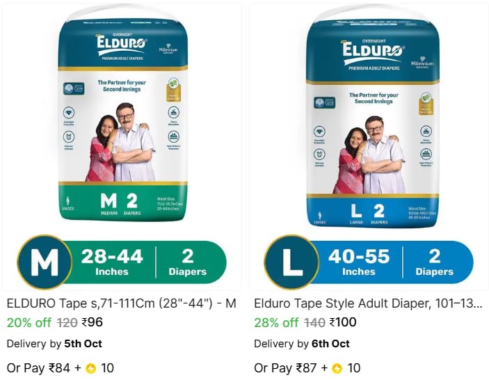 Shopsy Adult Diapers - M (2 Pieces) 96
