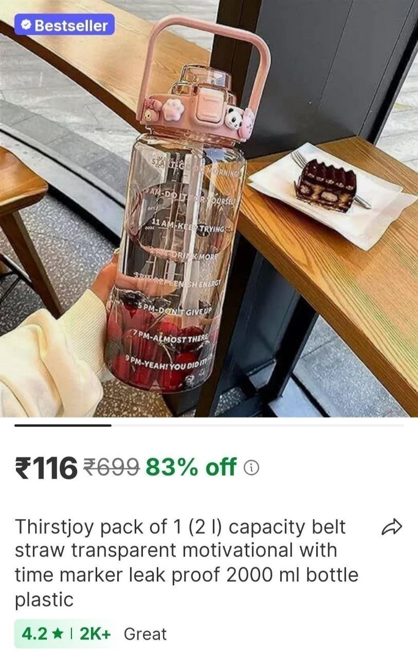 Shopsy Alert 116 2000ml Motivational Water Bo