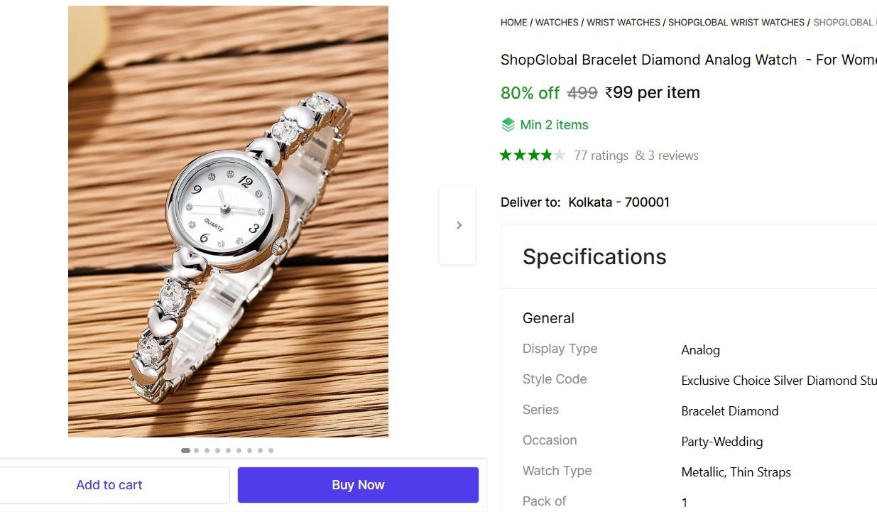 Shopsy Bracelet Diamond Analog Watch - For Wo