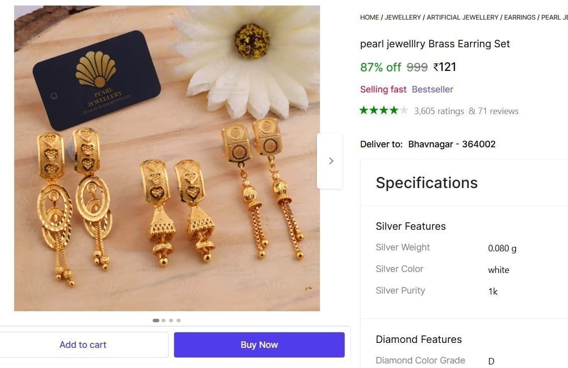 Shopsy Brass Earring Set 121
