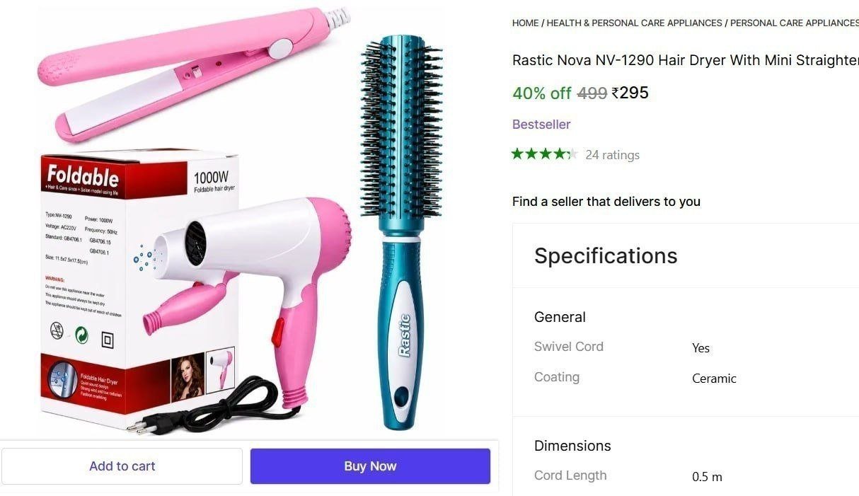 Shopsy Budget Hair Dryer Mini Straightener Ha