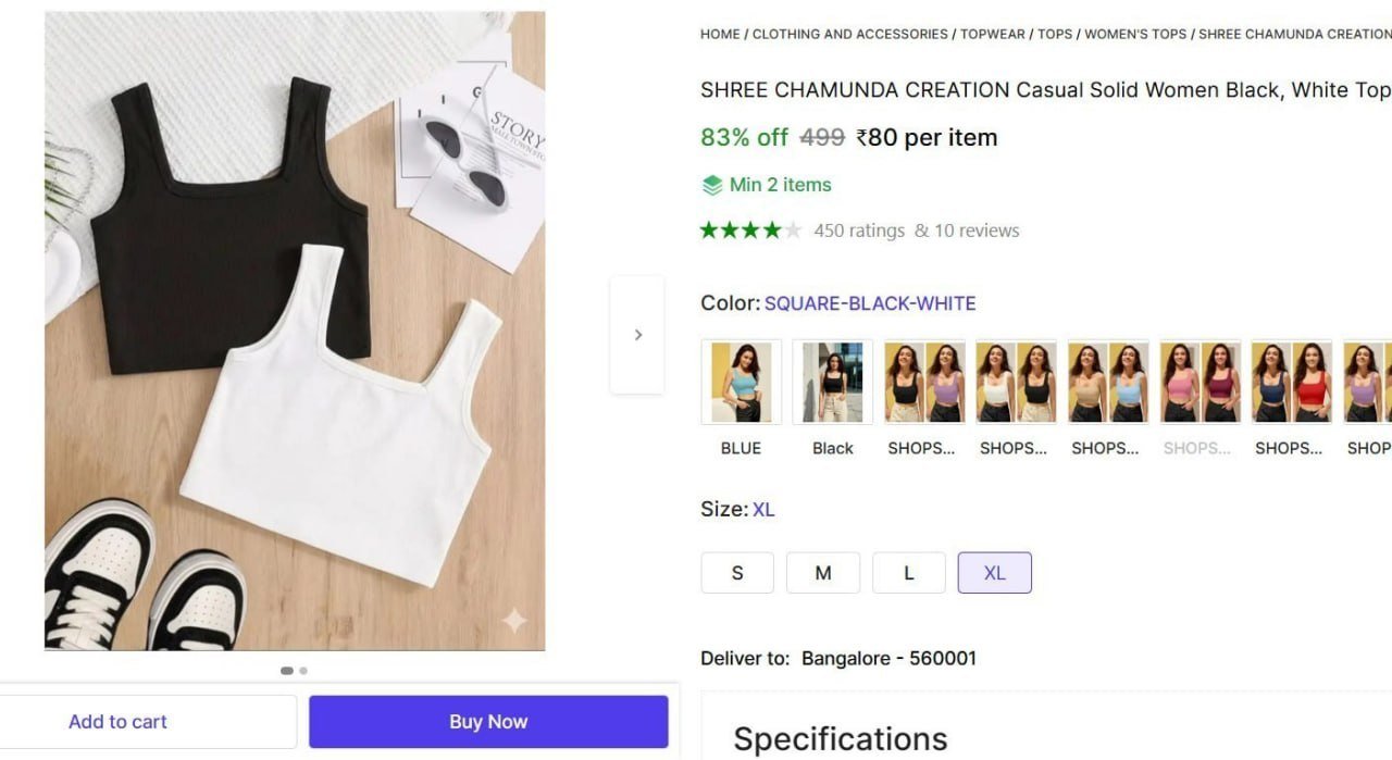Shopsy Casual Solid Women Black White Top 80 