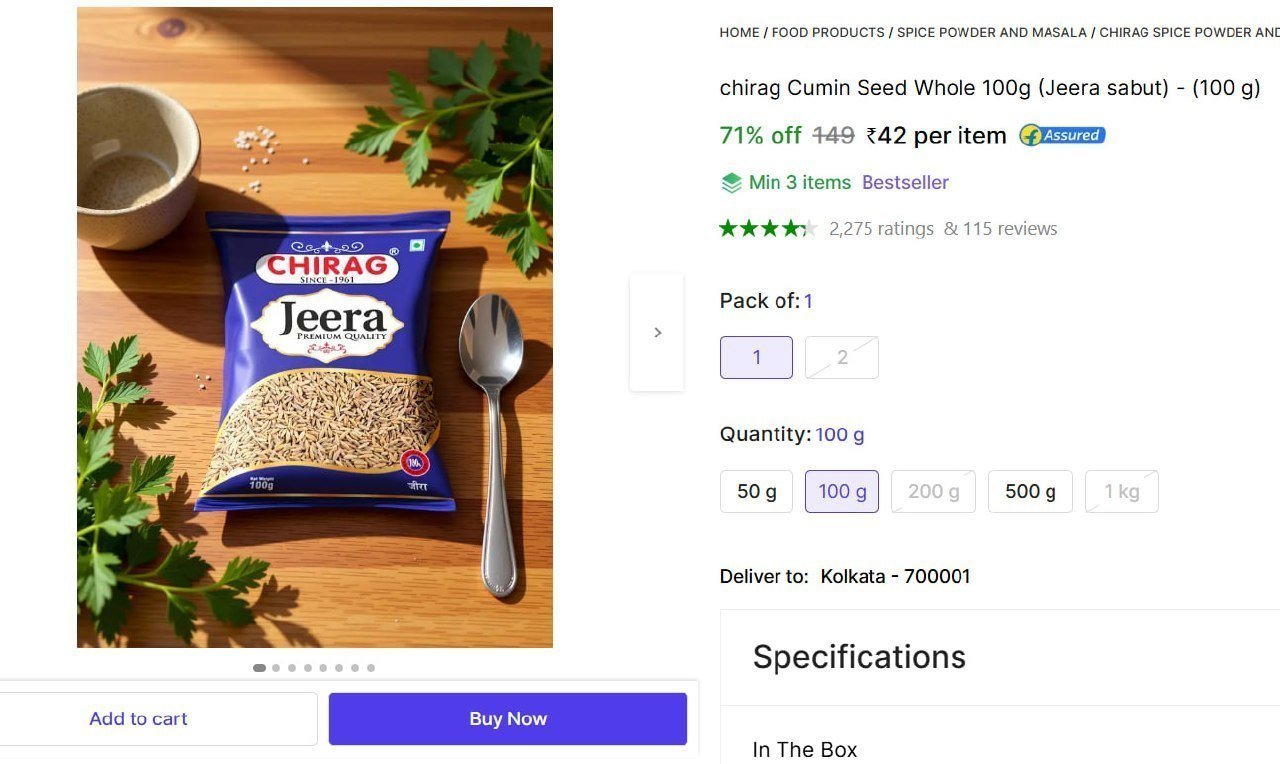 Shopsy Chirag Daily Cumin Seed 100g 42 Min Buy - 3