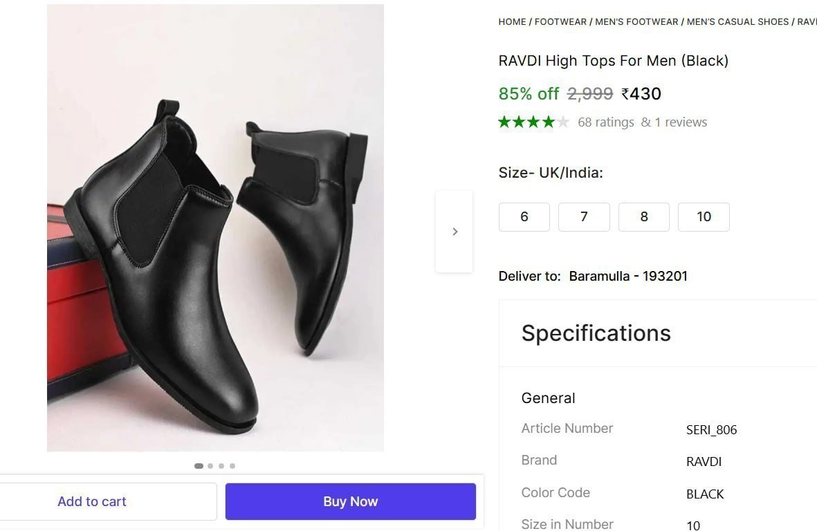 Shopsy High Tops For Men (black) 430