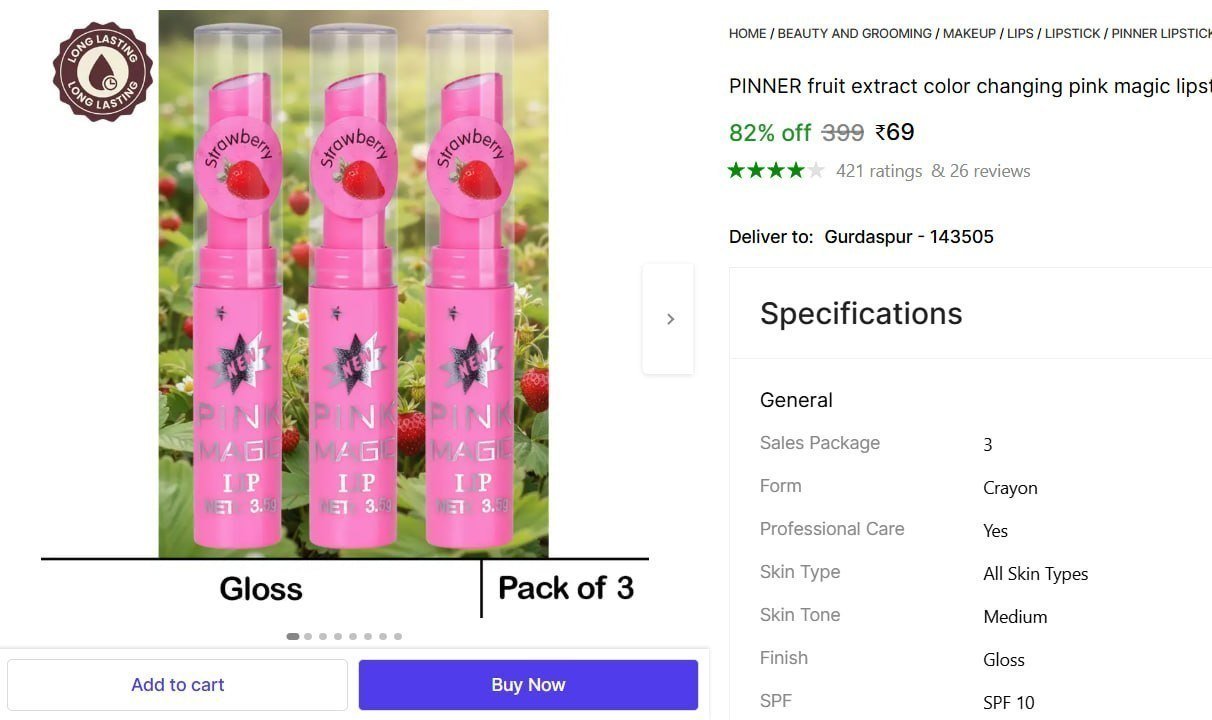 Shopsy Lipstick Combo Pack Of 3 69