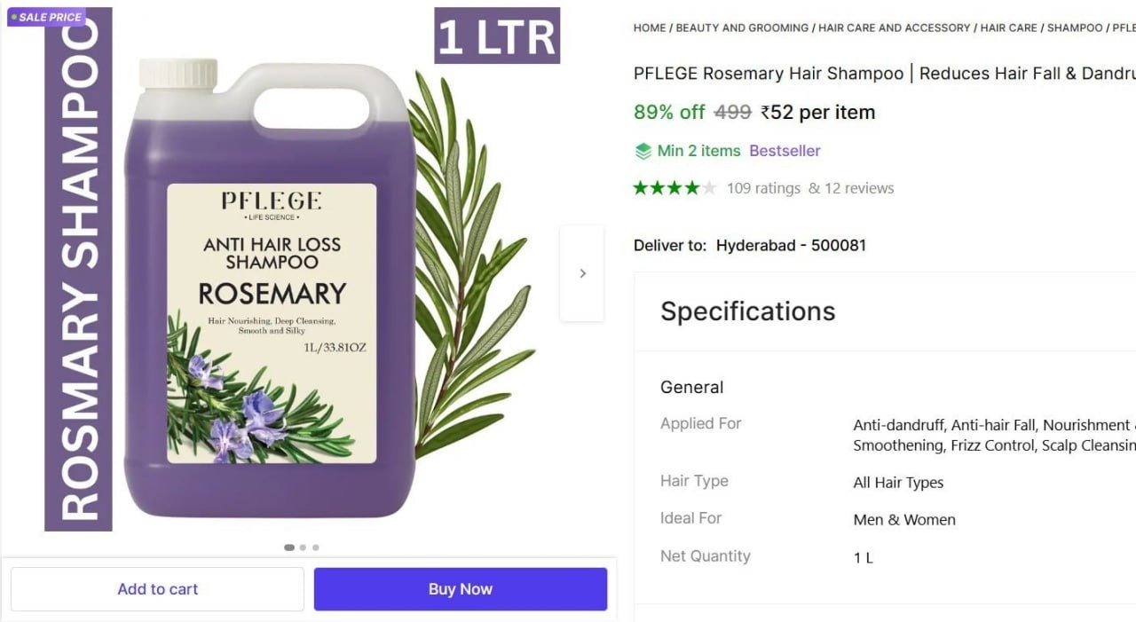 Shopsy Loot - Hair Care Dealsrosemary Anti Hair Lo