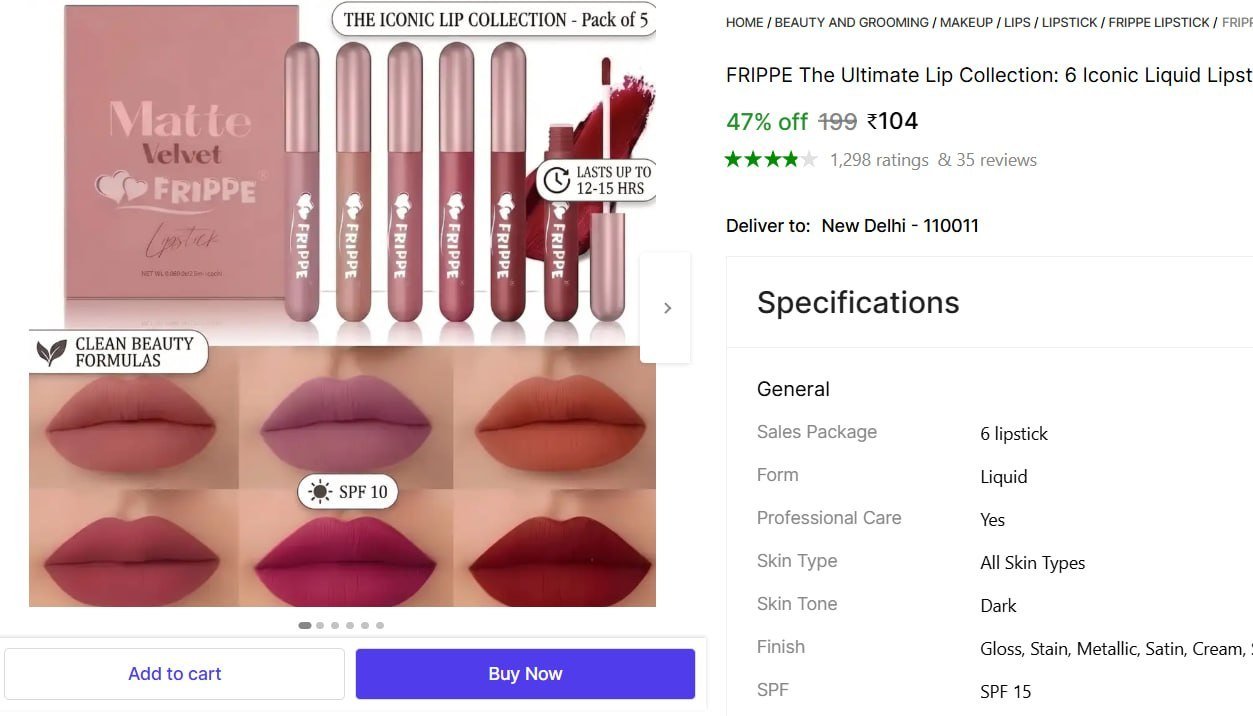 Shopsy Matte Lipstick Pack Of 6 104