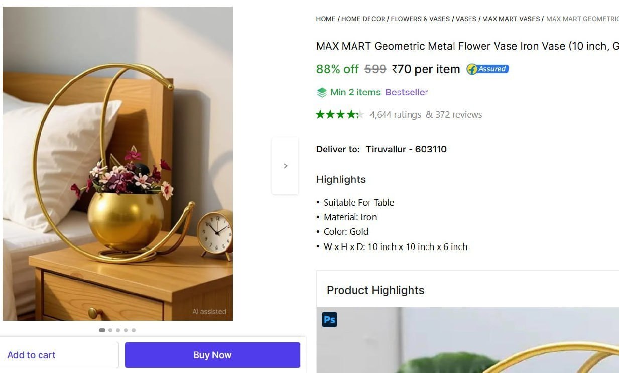 Shopsy Metal Flower Vase Iron Vase 70 Min Buy - 2