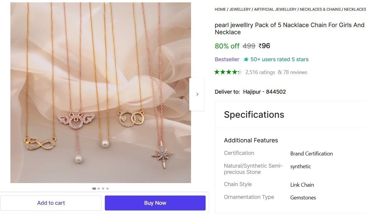 Shopsy Pack Of Nacklace Chain For Girls offer on Deals Heaven