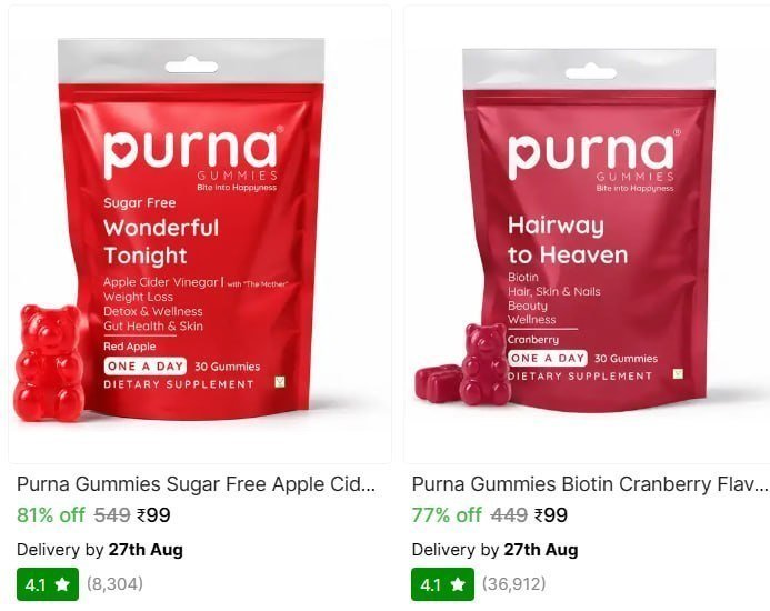 Shopsy Purna Gummies Sugar Apple Cider Vinegar 99