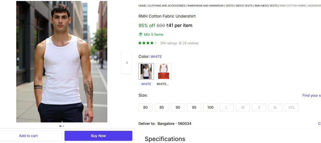 Shopsy Rmh Cotton Fabric Undershirt 41