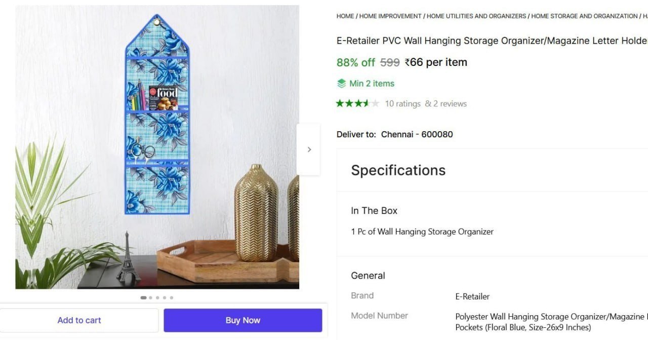 Shopsy Wall Hanging Storage Organizer 66 Min 