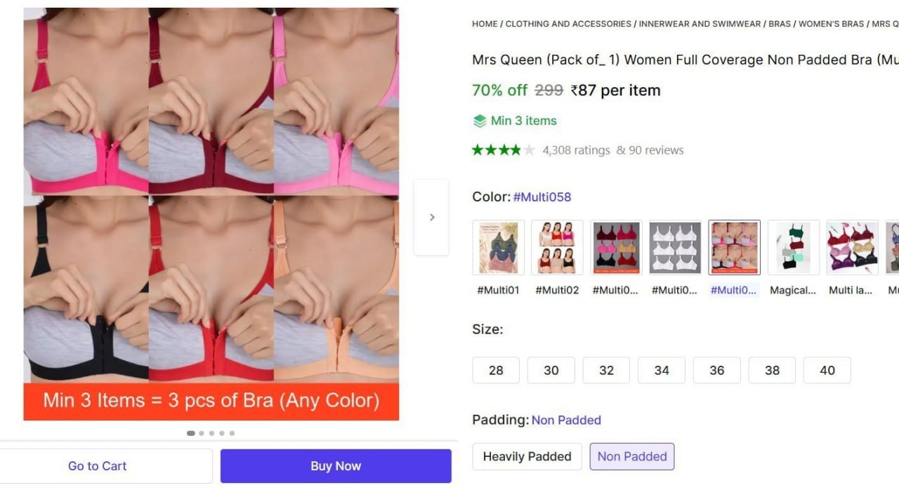 Shopsy Women Full Coverage Non Padded Bra 87 