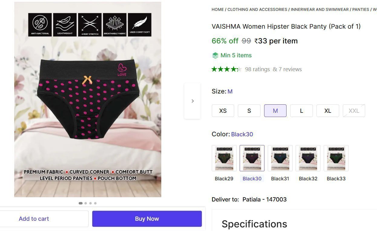 Shopsy Women Hipster Black Panty 33