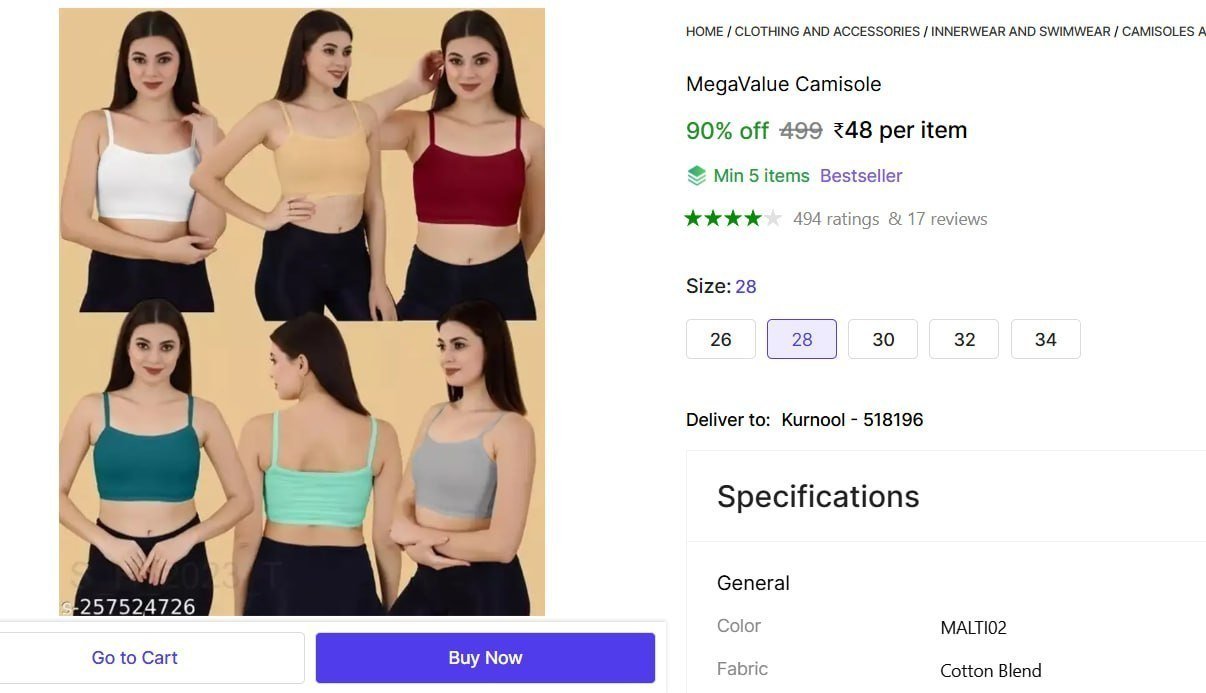 Shopsy Women Multicolor Camisole 48 Min Buy -