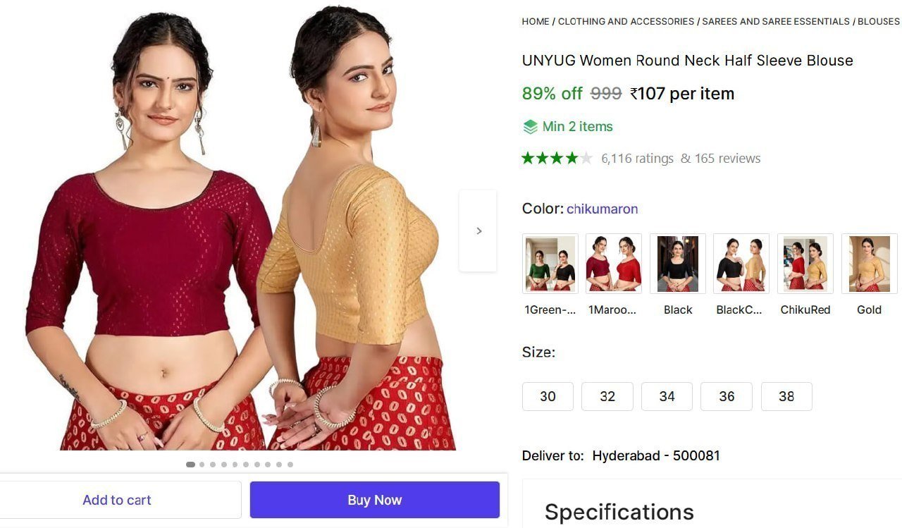 Shopsy Women Round Neck Half Sleeve Blouse 107 Min