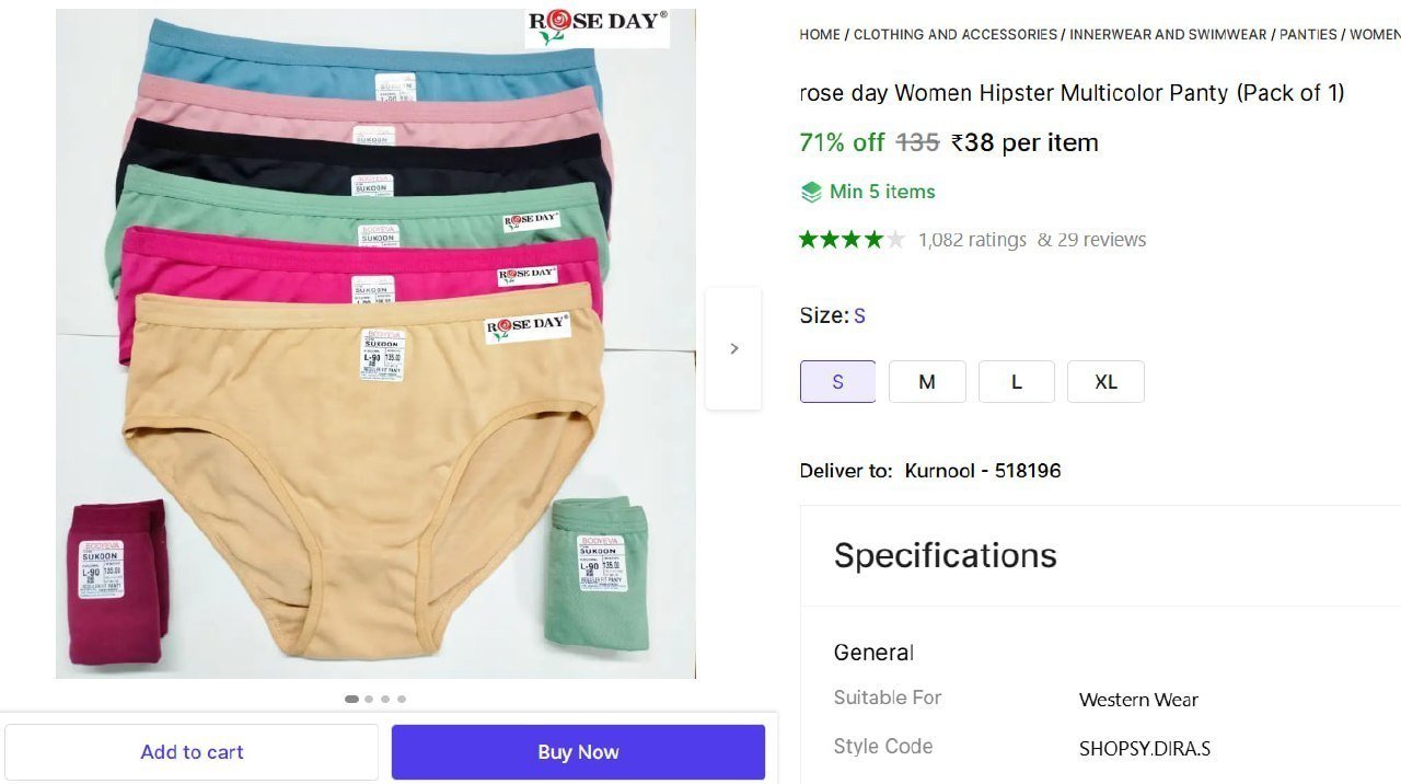 Shopsy Women S Hipster Multicolor Panty 38min Buy 