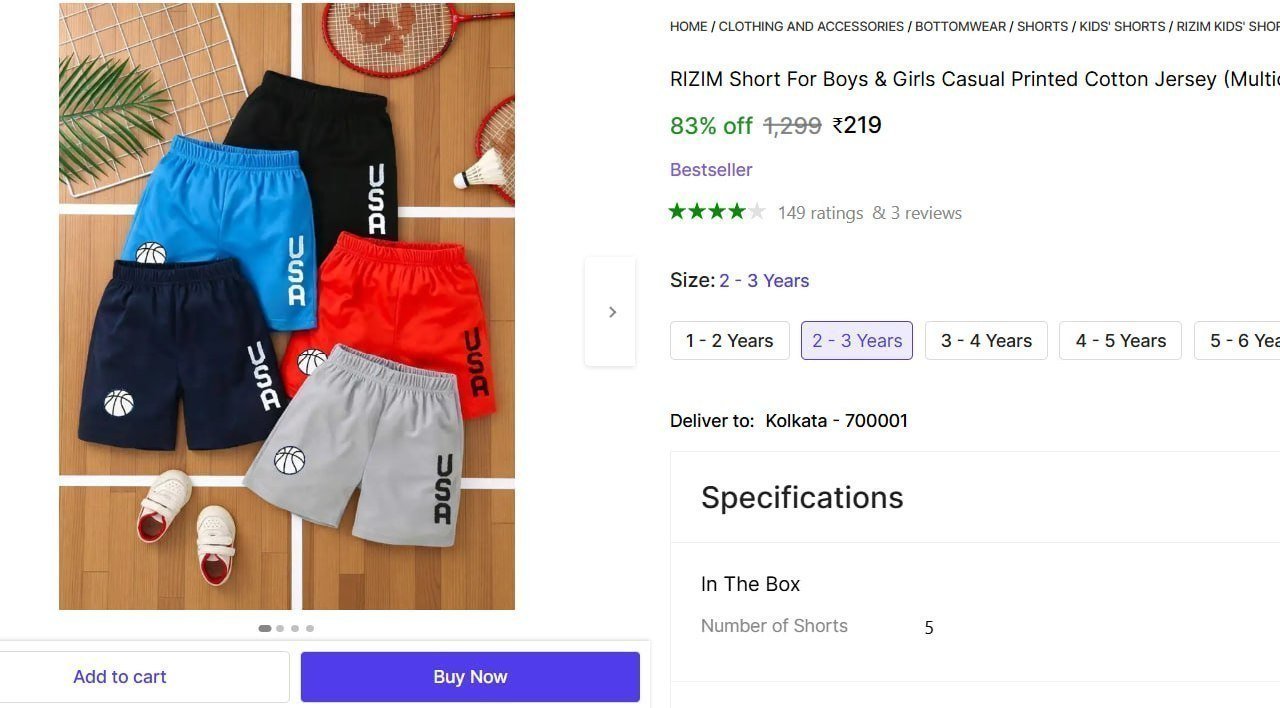 Short For Boys Girls (multicolor Pack Of 5) 2