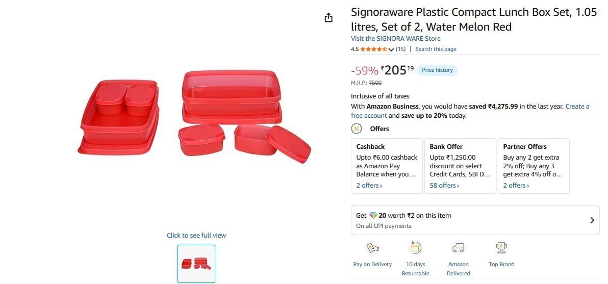 Signoraware Lunch Box Set Of 2 205