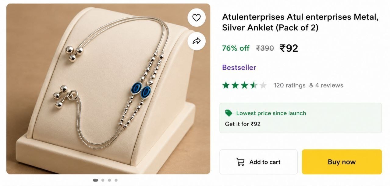 Silver Anklet (pack Of 2) 92