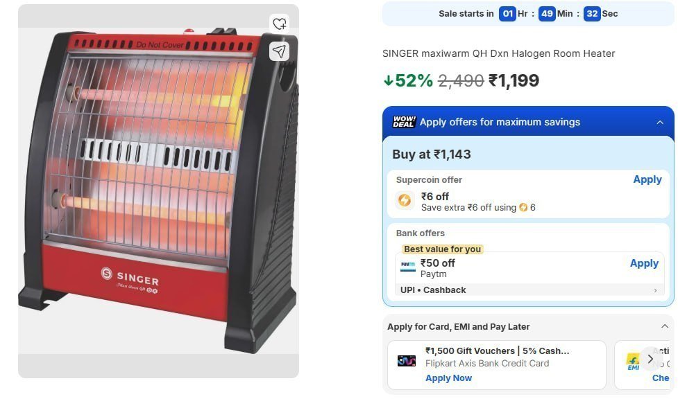 Singer Maxiwarm Qh Dxn Halogen Room Heater 11