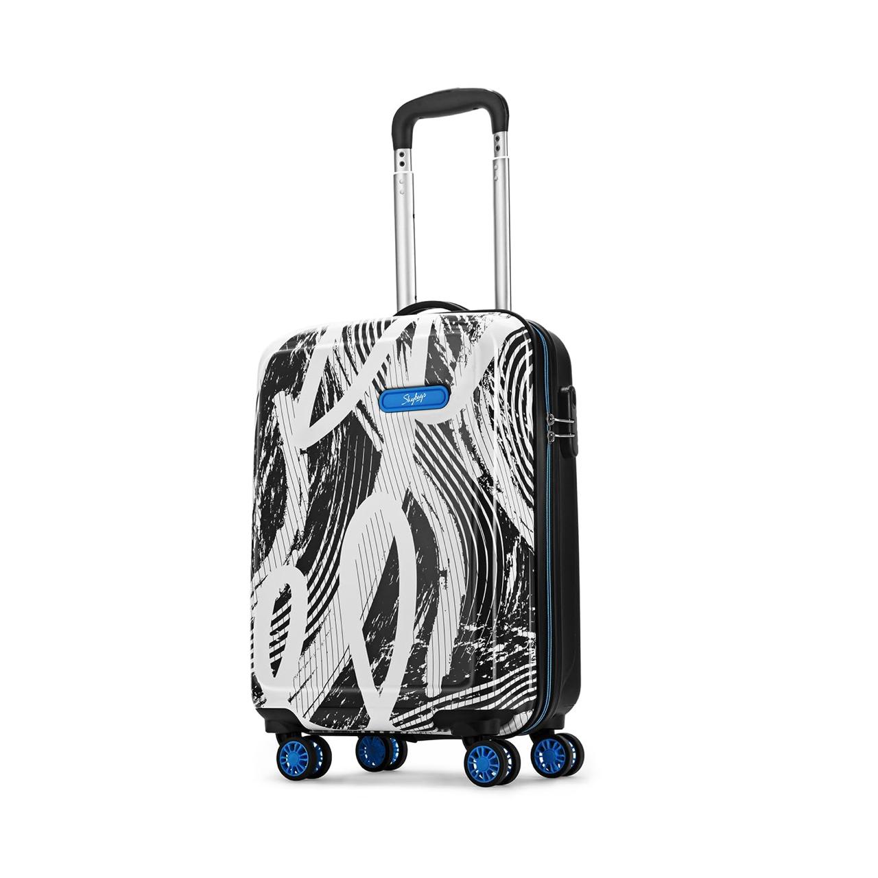 Skybags Stroke Printed Cabin Size Hard Case Trolley Bag Black-white 1 599