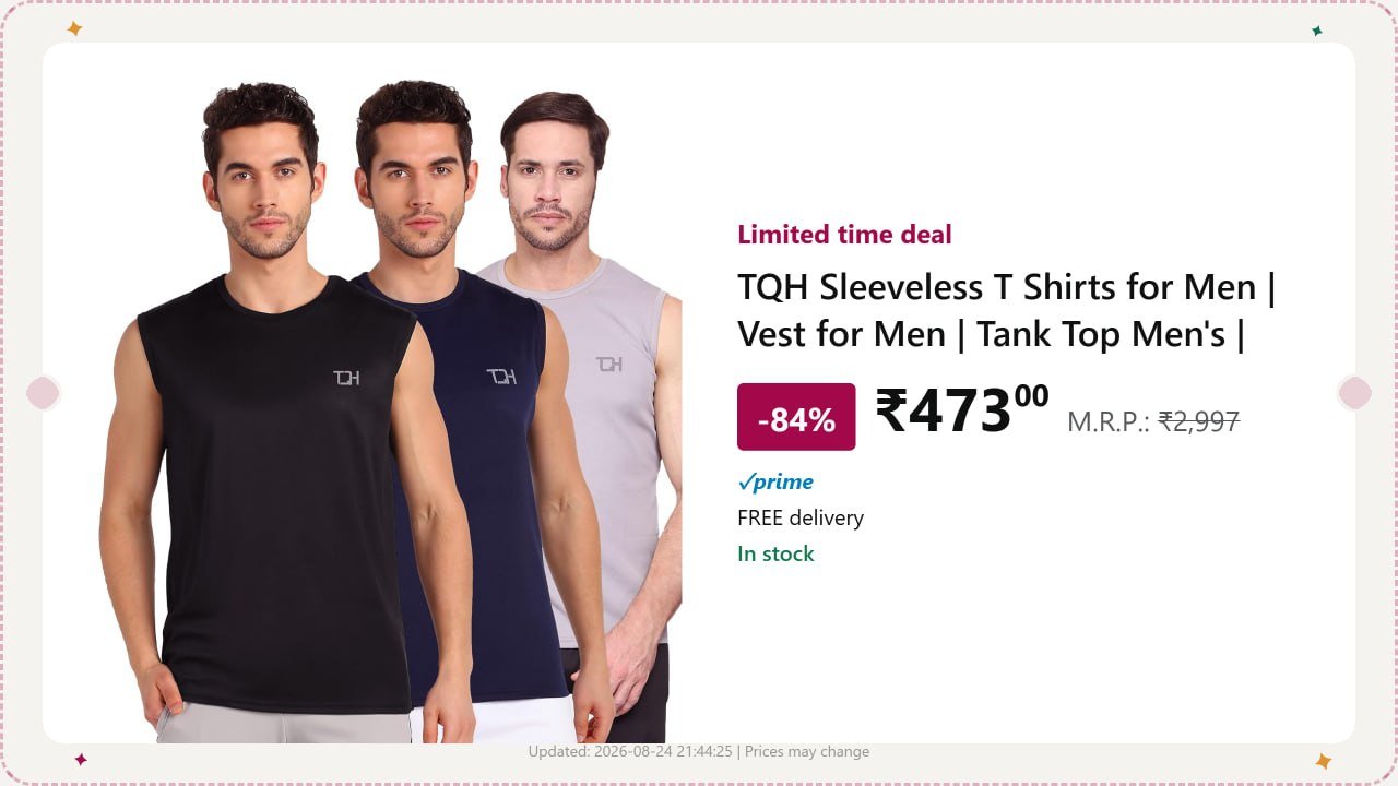 Sleeveless T Shirts For Men Pack Of 3 473