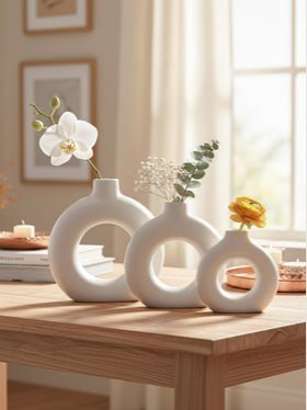 Smart Garden White Ceramic Ring-shaped 3-pcs Flowe