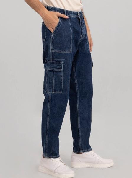 Snitch Men Blue Baggy Fit Pure Cotton Jeans 6