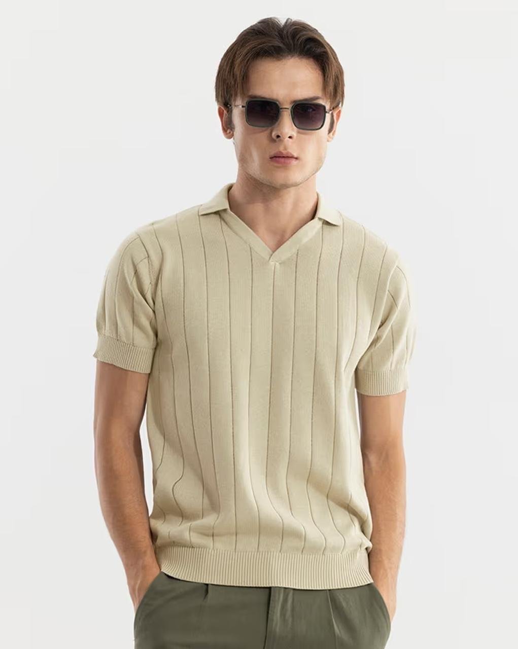 Snitch Men Slim Fit Polo T-shirt With Ribbed 