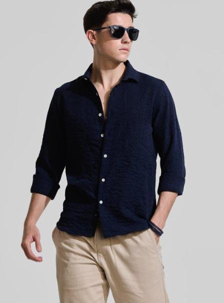 Snitch Men Smart Spread Collar Solid Casual S