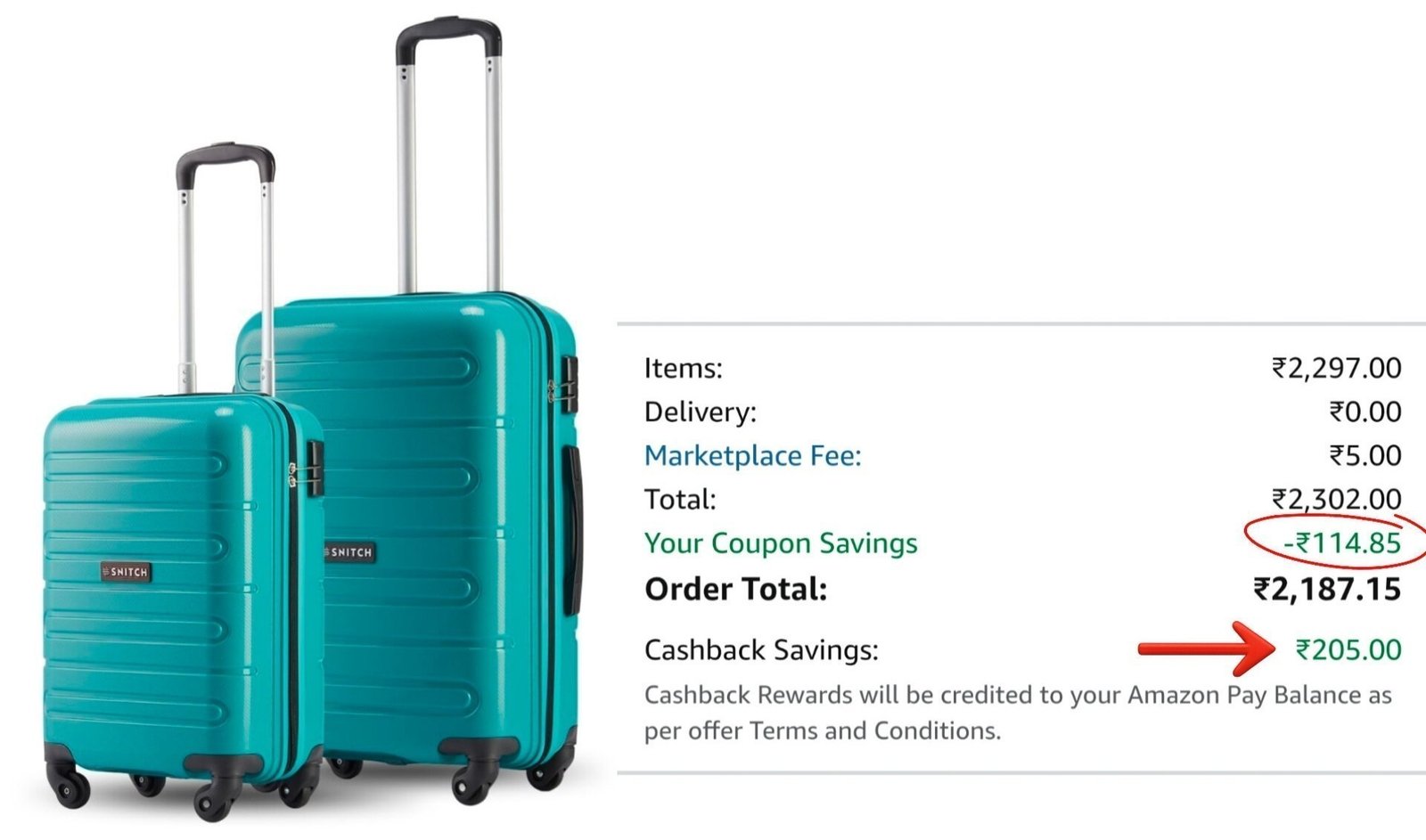 Snitch Suitcase (set Of 2) At 200 Cashback Cp