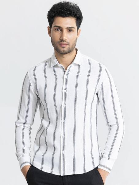 Snitchwhite Classic Slim Fit Striped Spread Collar