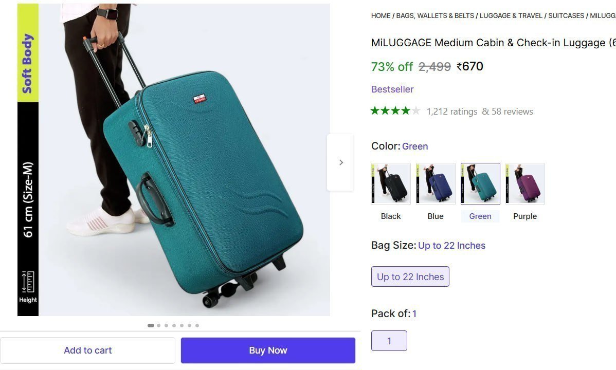 Soft Body Suitcase At 670