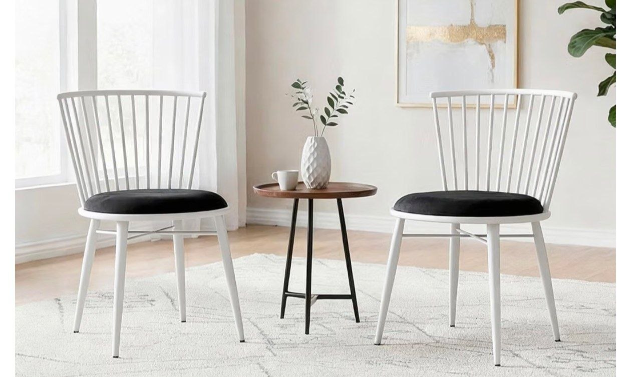 Solimo Iron Chair With Cushioned Seat (set Of