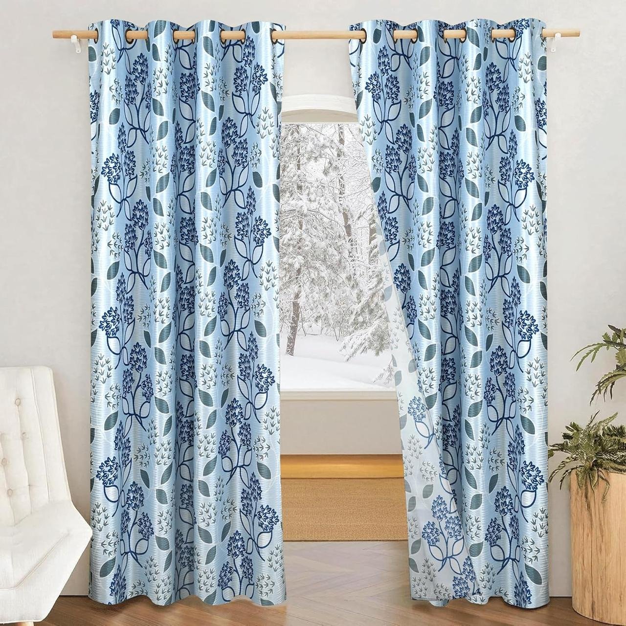 Solimo Polyester Blackout Floral Print Window Curtains Feet Set Of offer on Deals Heaven