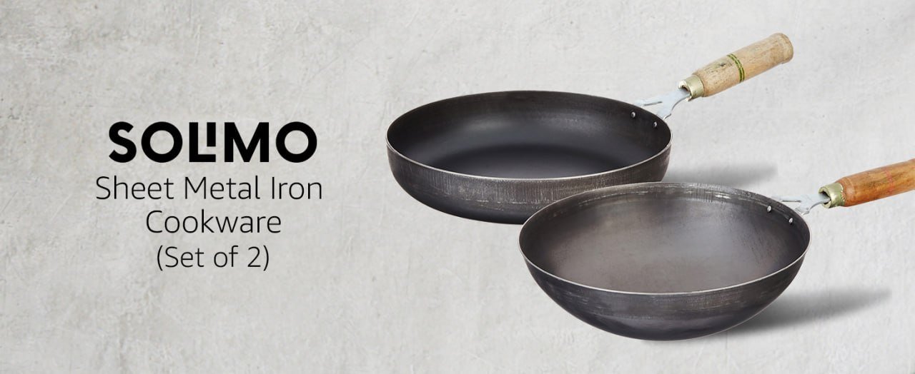 Solimo Sheet Metal Iron Cookware Set Of 2 Pc 466 R
