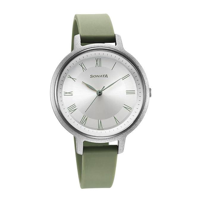 Sonata Polyurethane Silver Dial Analog Watch 