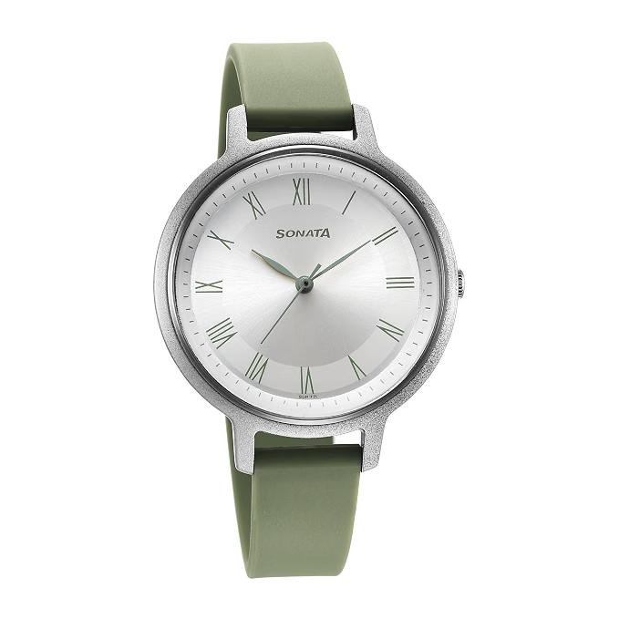 Sonata Polyurethane Silver Dial Analog Watch For W