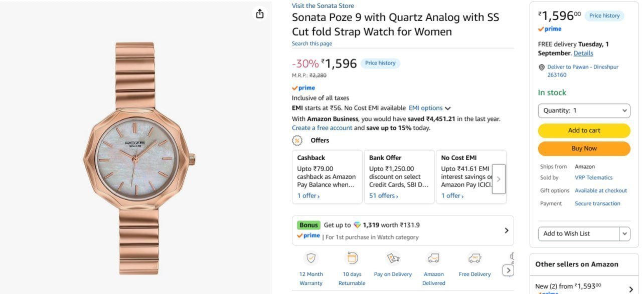 Sonata Watch For Women 824