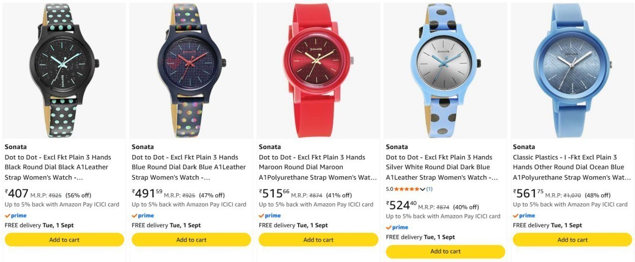 Sonata Watches Starts 407 Men Women