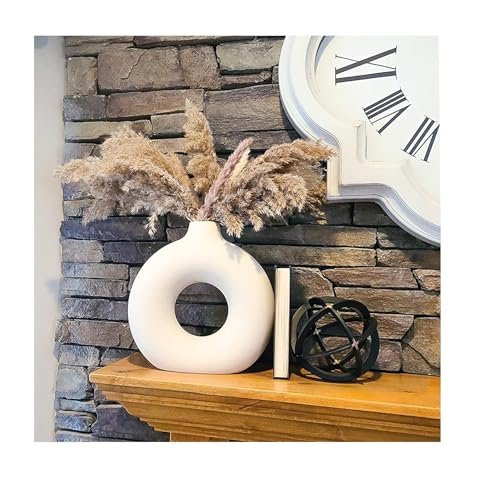 Sphinx White Ceramic Donut Vase 6 Inch Modern Flow