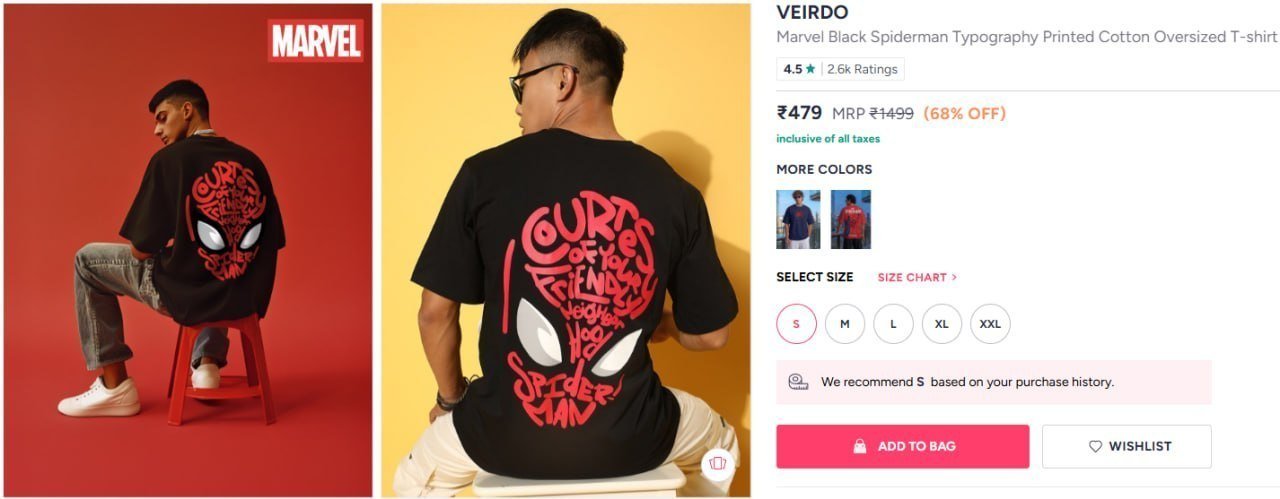 Spiderman Typography Oversized T-shirt 479mor