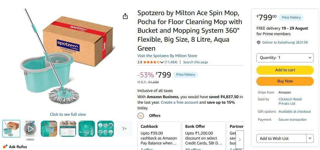 Spotzero By Milton Ace Spin Mop 799