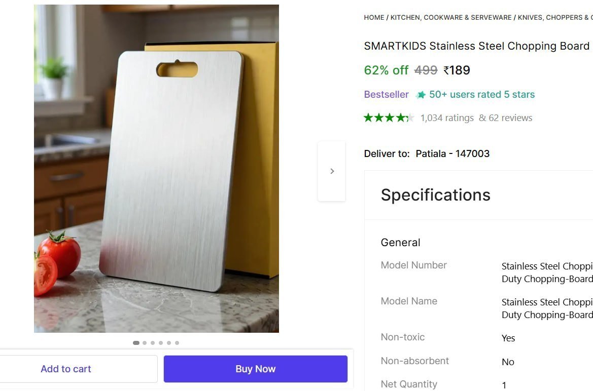 Stainless Steel Chopping Board 189