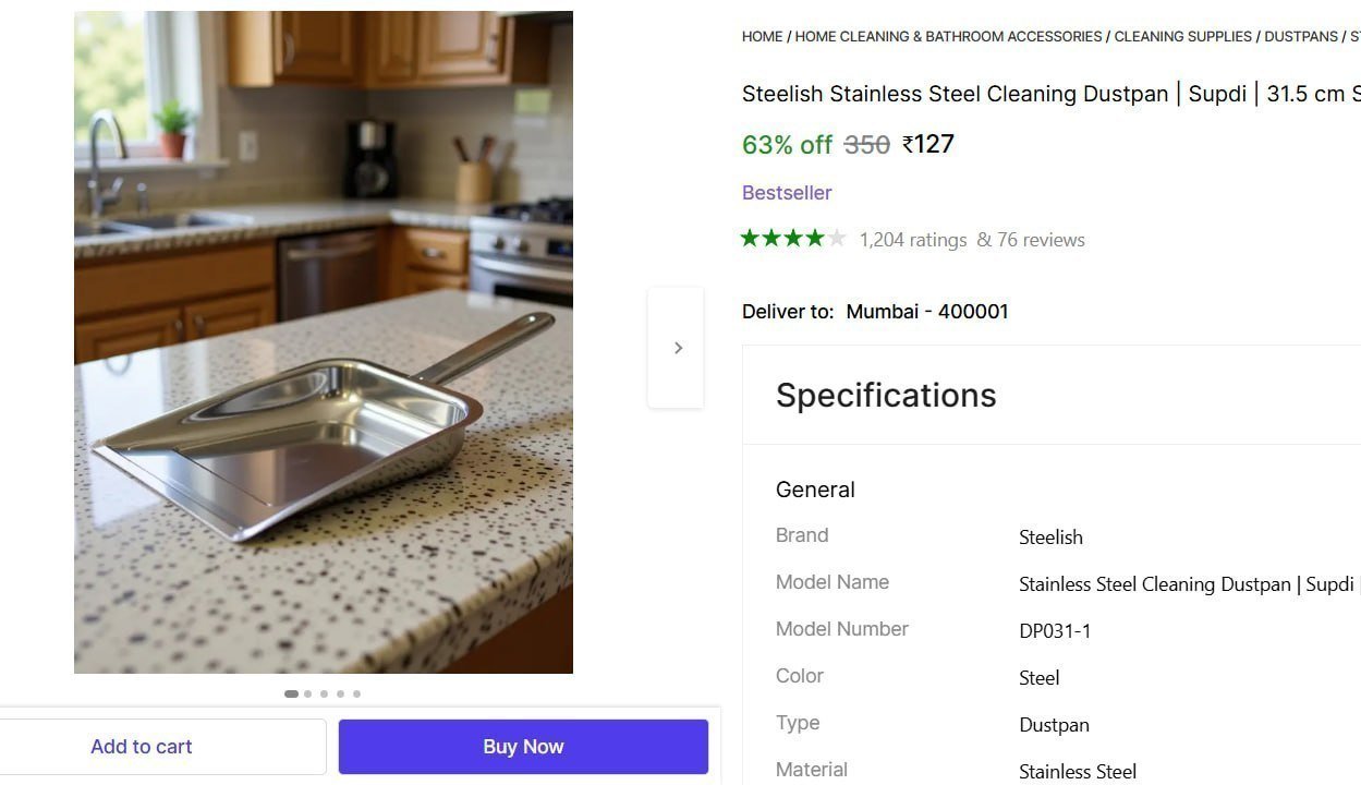Stainless Steel Cleaning Dustpan 127