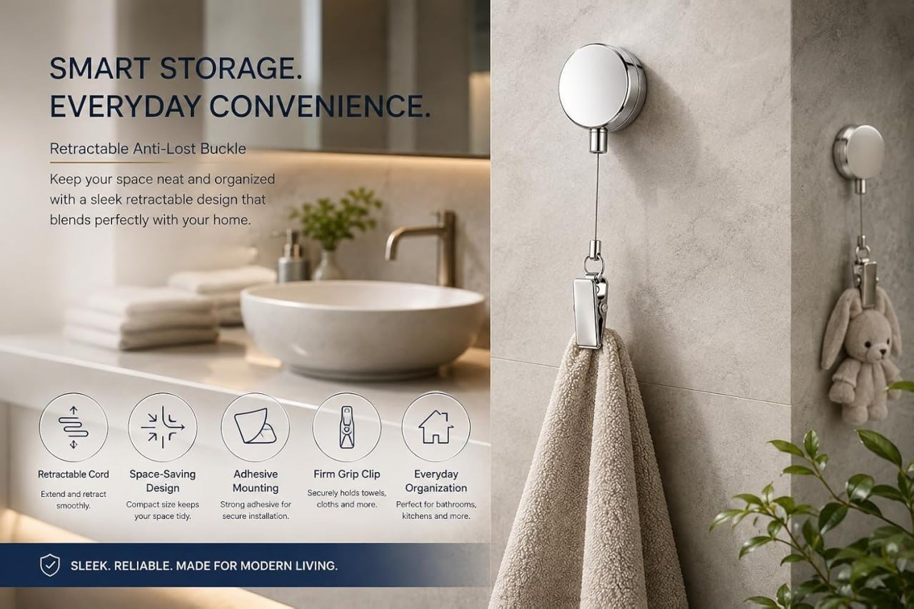 Stainless Steel Retractable Towel Holder Clip