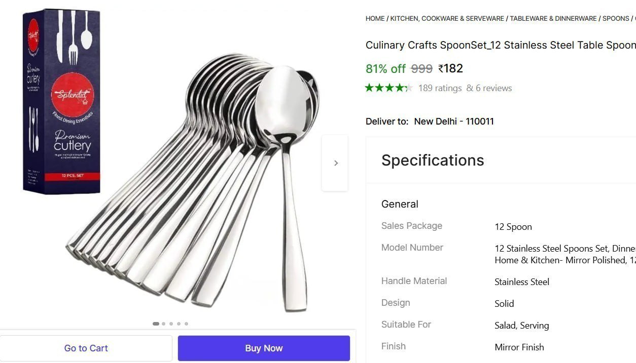 Stainless Steel Spoons Set 182